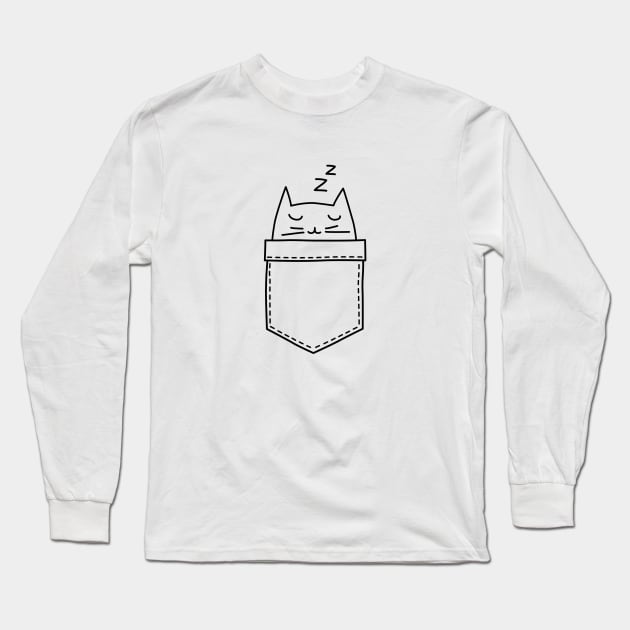 Cat sleeping in the pocket Long Sleeve T-Shirt by beakraus